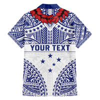 Personalised Toa Samoa Rugby Spirit Family Matching Short Sleeve Bodycon Dress and Hawaiian Shirt White Samoan Tribal Pattern - Polynesian Pride