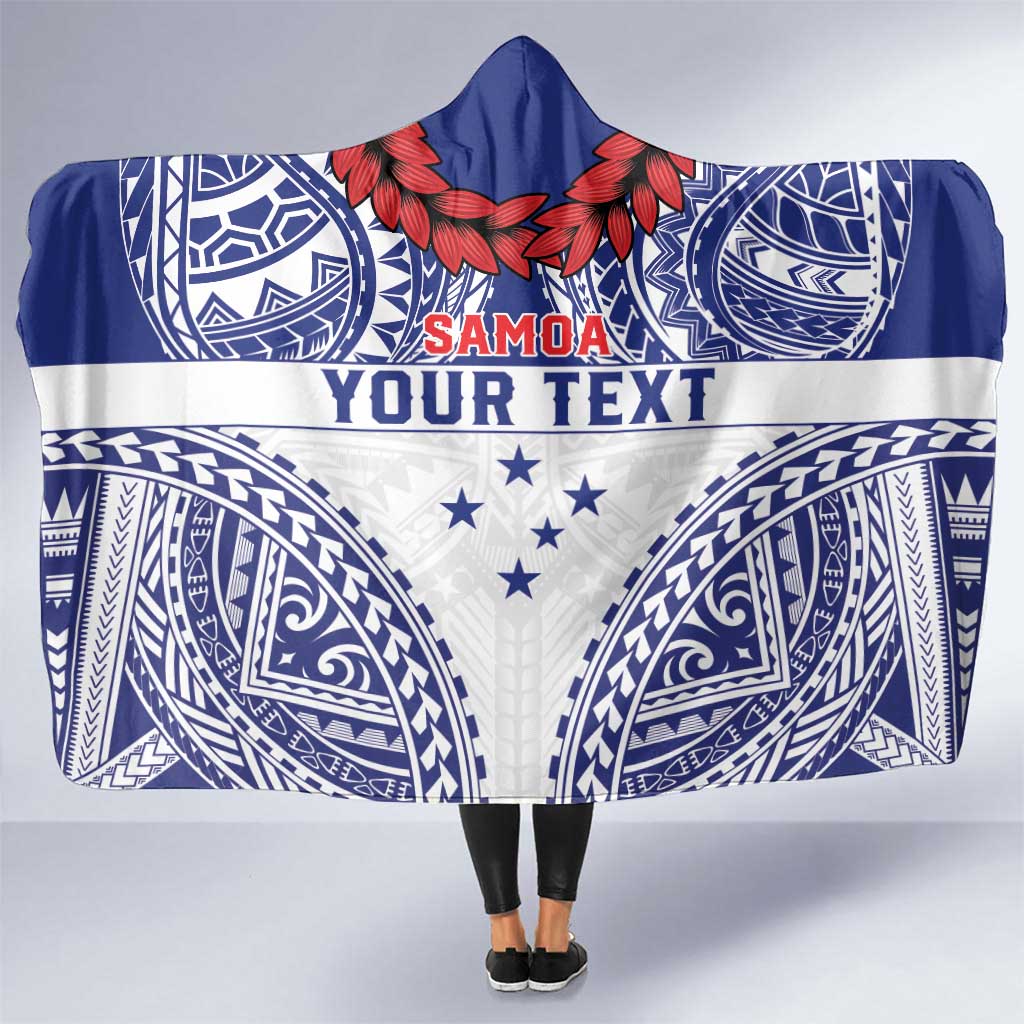 Personalised Toa Samoa Rugby Spirit Hooded Blanket White Samoan Tribal Pattern LT9 One Size White - Polynesian Pride