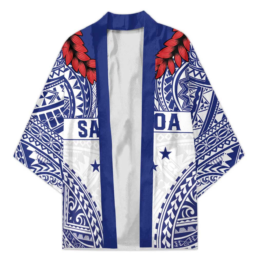 Personalised Toa Samoa Rugby Spirit Kimono White Samoan Tribal Pattern LT9 Unisex White - Polynesian Pride