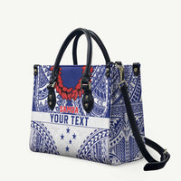 Personalised Toa Samoa Rugby Spirit Leather Bag White Samoan Tribal Pattern - Polynesian Pride