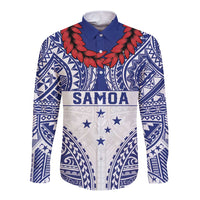 Personalised Toa Samoa Rugby Spirit Long Sleeve Button Shirt White Samoan Tribal Pattern - Polynesian Pride