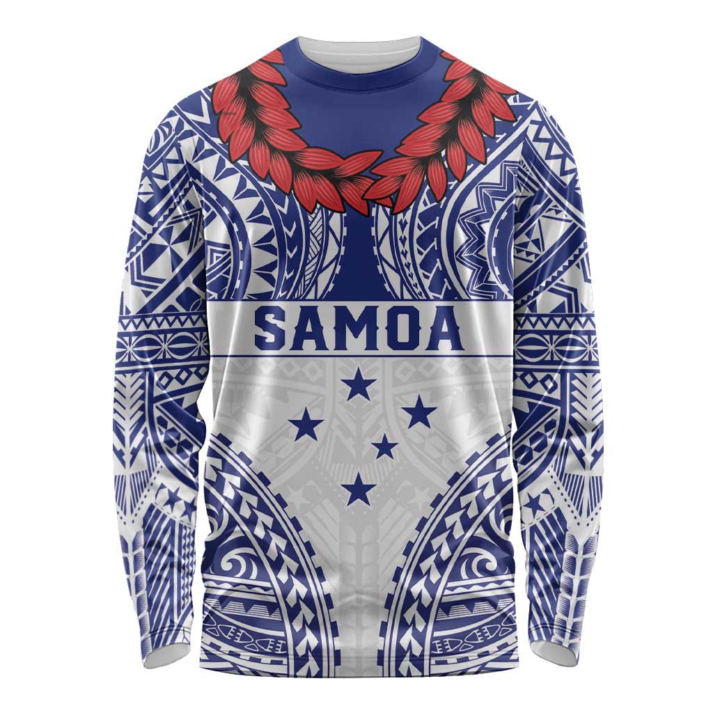 Personalised Toa Samoa Rugby Spirit Long Sleeve Shirt White Samoan Tribal Pattern - Polynesian Pride