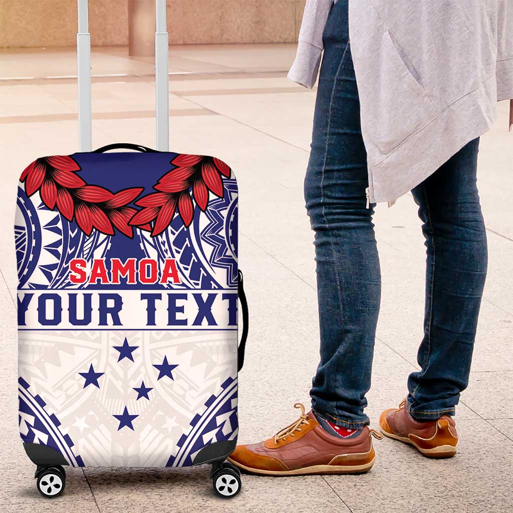 Personalised Toa Samoa Rugby Spirit Luggage Cover White Samoan Tribal Pattern LT9 White - Polynesian Pride