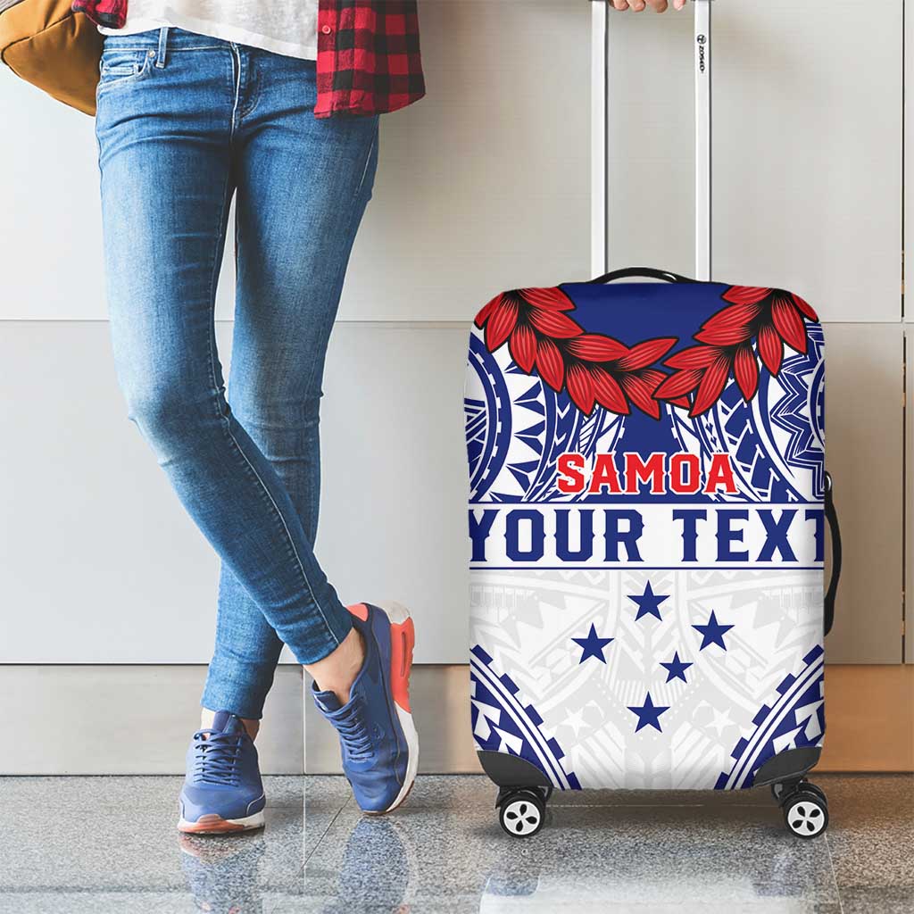 Personalised Toa Samoa Rugby Spirit Luggage Cover White Samoan Tribal Pattern LT9 - Polynesian Pride