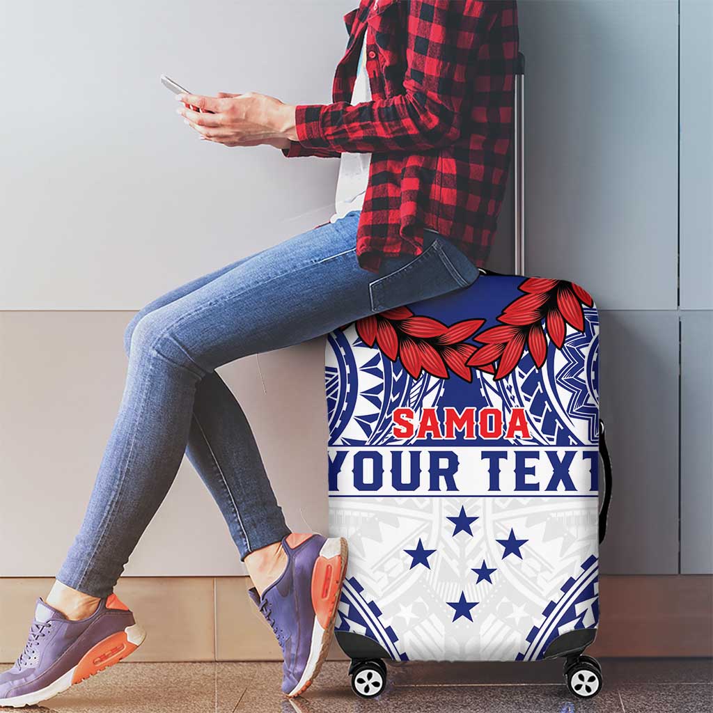 Personalised Toa Samoa Rugby Spirit Luggage Cover White Samoan Tribal Pattern LT9 - Polynesian Pride