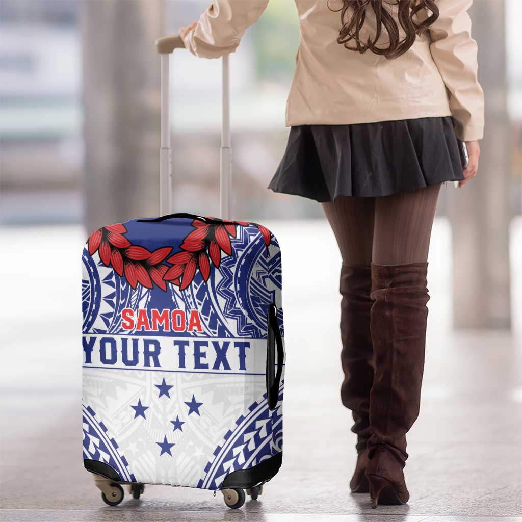 Personalised Toa Samoa Rugby Spirit Luggage Cover White Samoan Tribal Pattern LT9 - Polynesian Pride