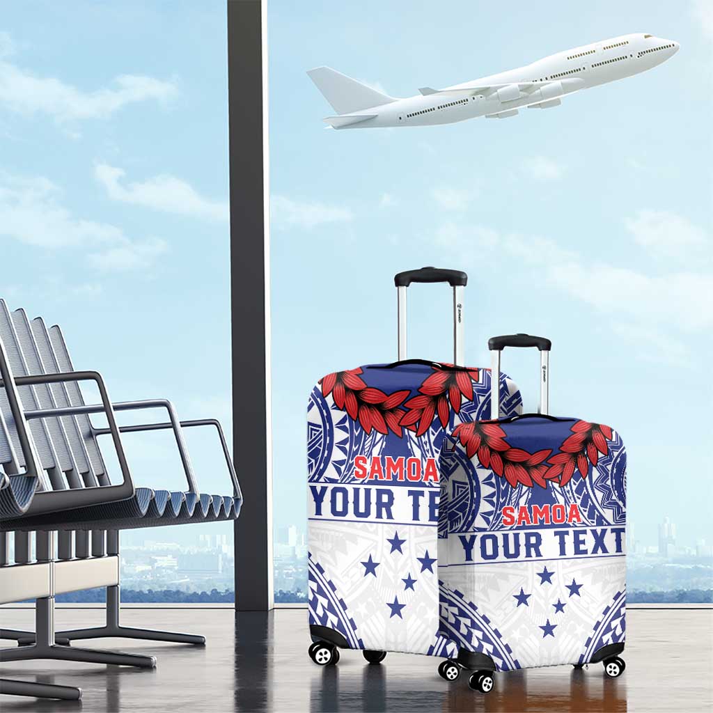Personalised Toa Samoa Rugby Spirit Luggage Cover White Samoan Tribal Pattern LT9 - Polynesian Pride