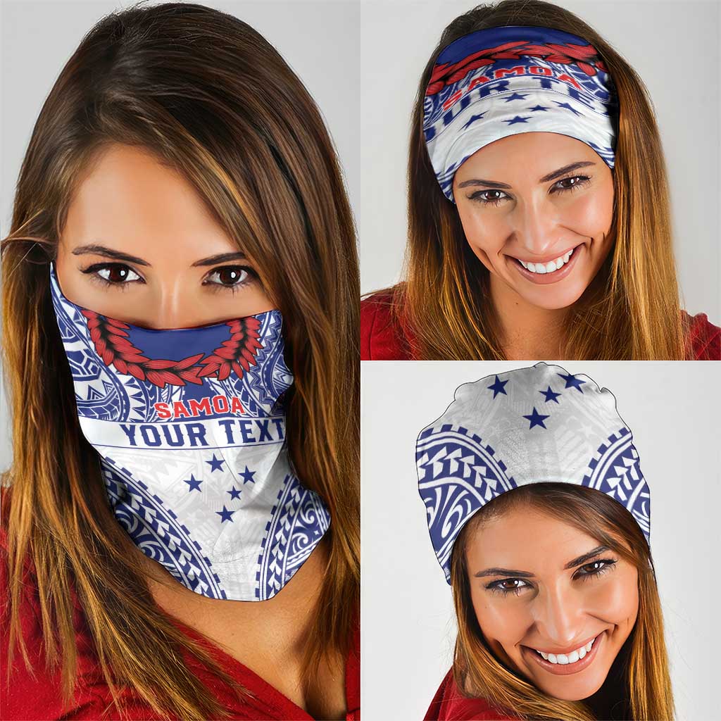 Personalised Toa Samoa Rugby Spirit Neck Gaiter White Samoan Tribal Pattern LT9 - Polynesian Pride