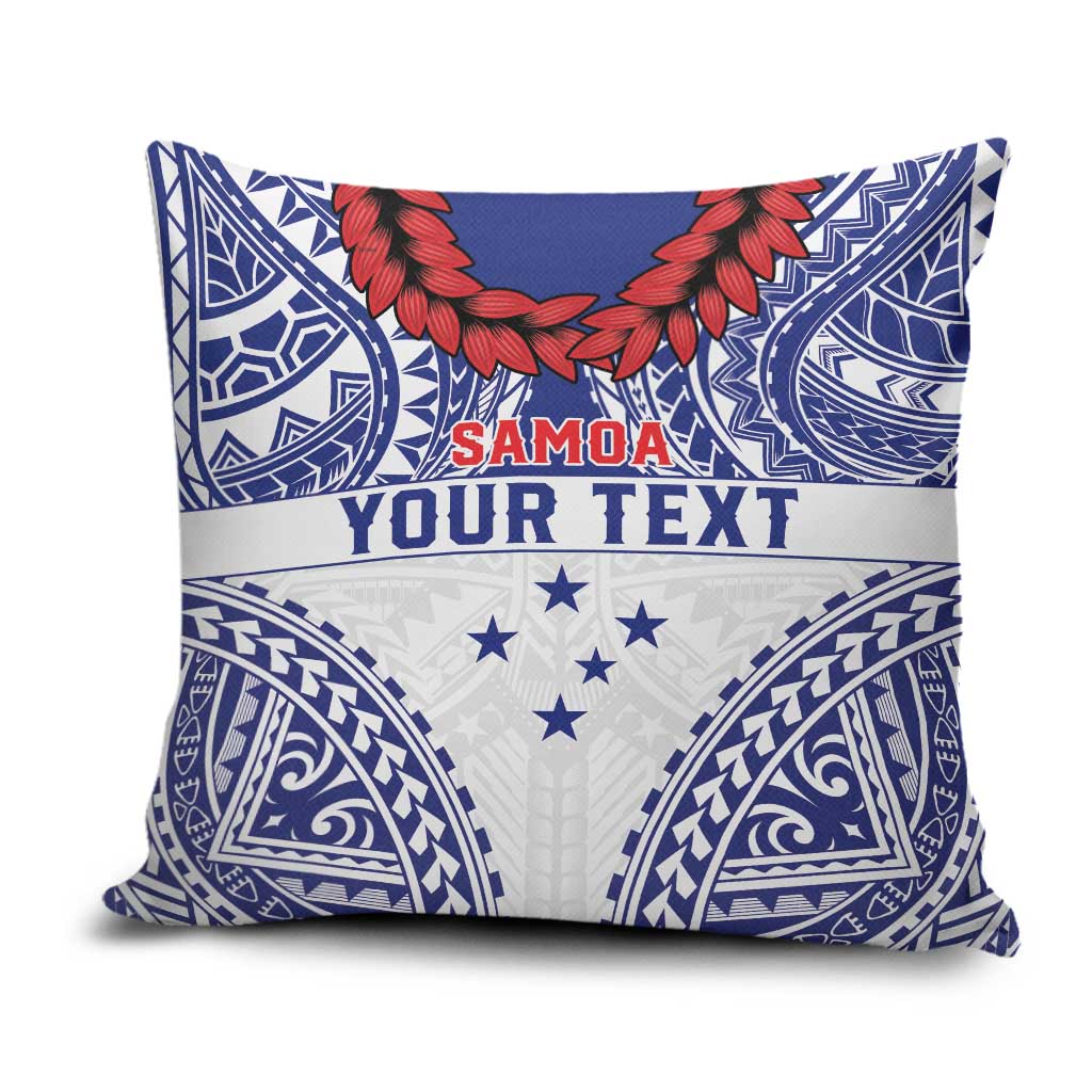 Personalised Toa Samoa Rugby Spirit Pillow Cover White Samoan Tribal Pattern - Polynesian Pride
