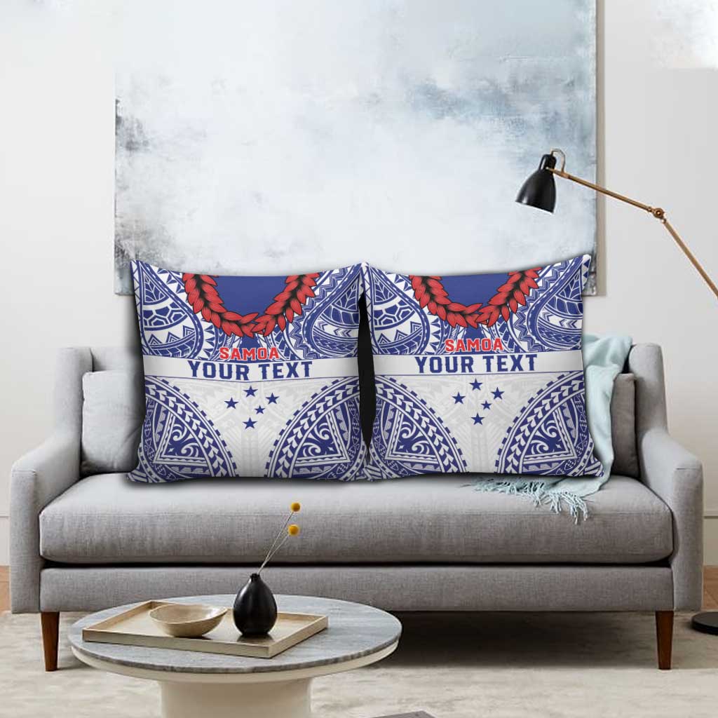 Personalised Toa Samoa Rugby Spirit Pillow Cover White Samoan Tribal Pattern LT9 - Polynesian Pride
