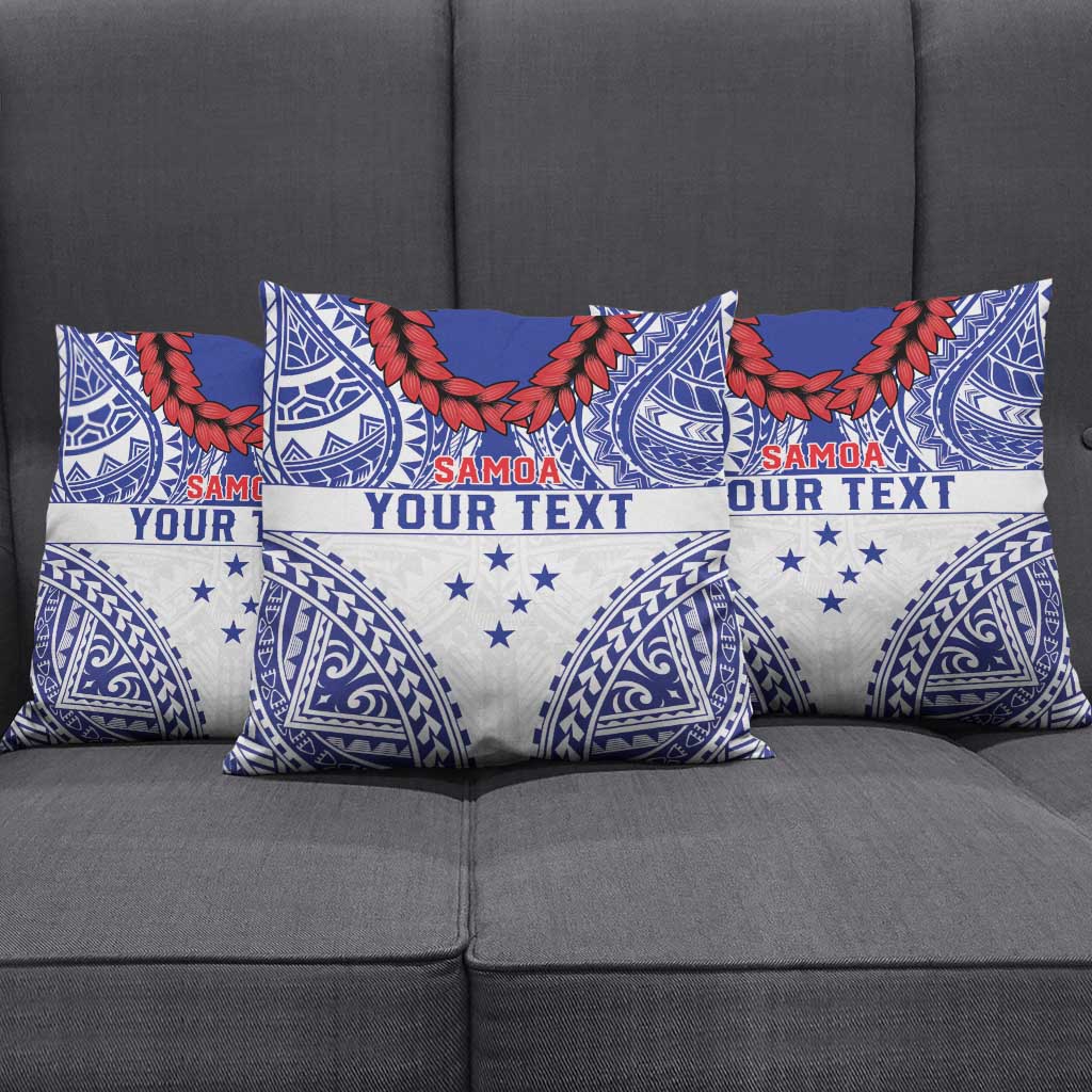 Personalised Toa Samoa Rugby Spirit Pillow Cover White Samoan Tribal Pattern LT9 - Polynesian Pride