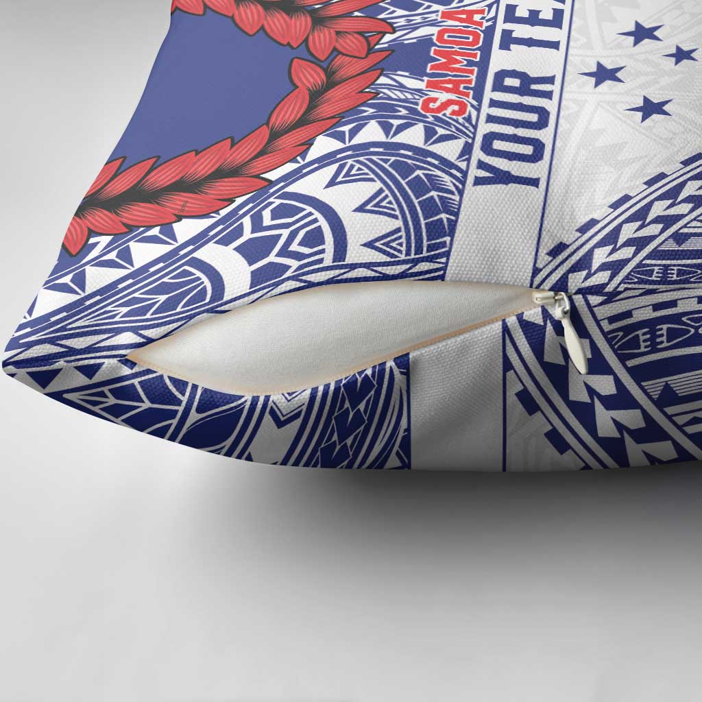 Personalised Toa Samoa Rugby Spirit Pillow Cover White Samoan Tribal Pattern LT9 - Polynesian Pride