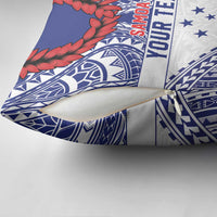 Personalised Toa Samoa Rugby Spirit Pillow Cover White Samoan Tribal Pattern LT9 - Polynesian Pride