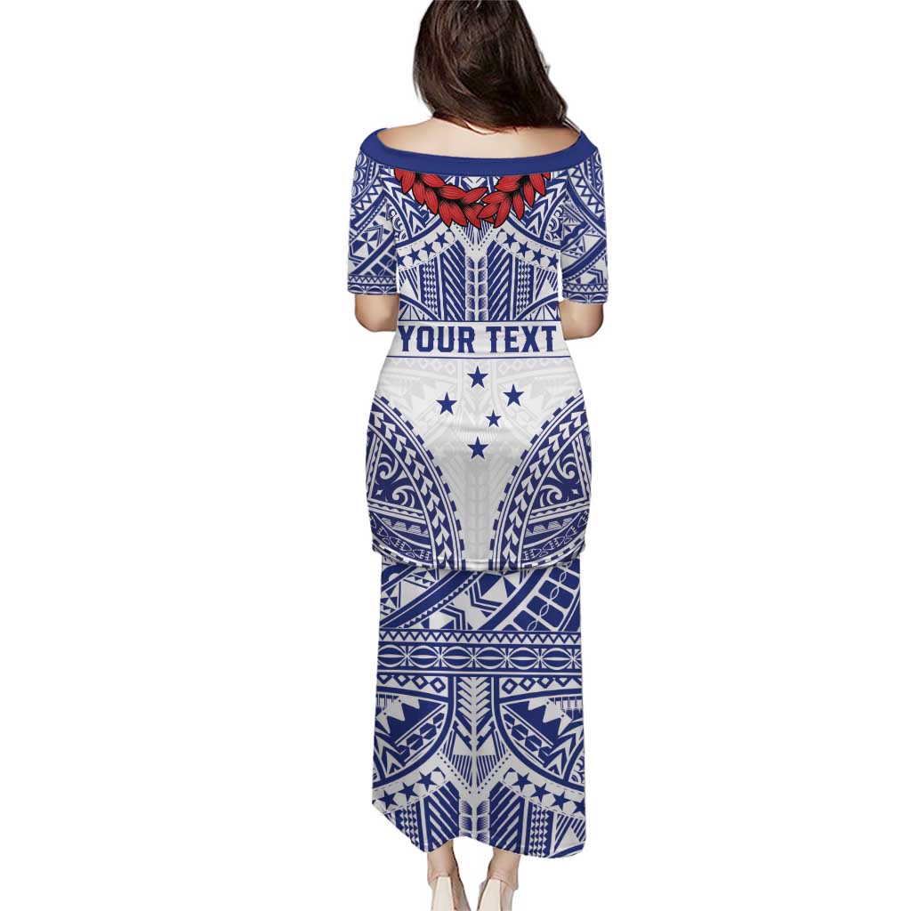 Personalised Toa Samoa Rugby Spirit Puletasi White Samoan Tribal Pattern LT9 - Polynesian Pride
