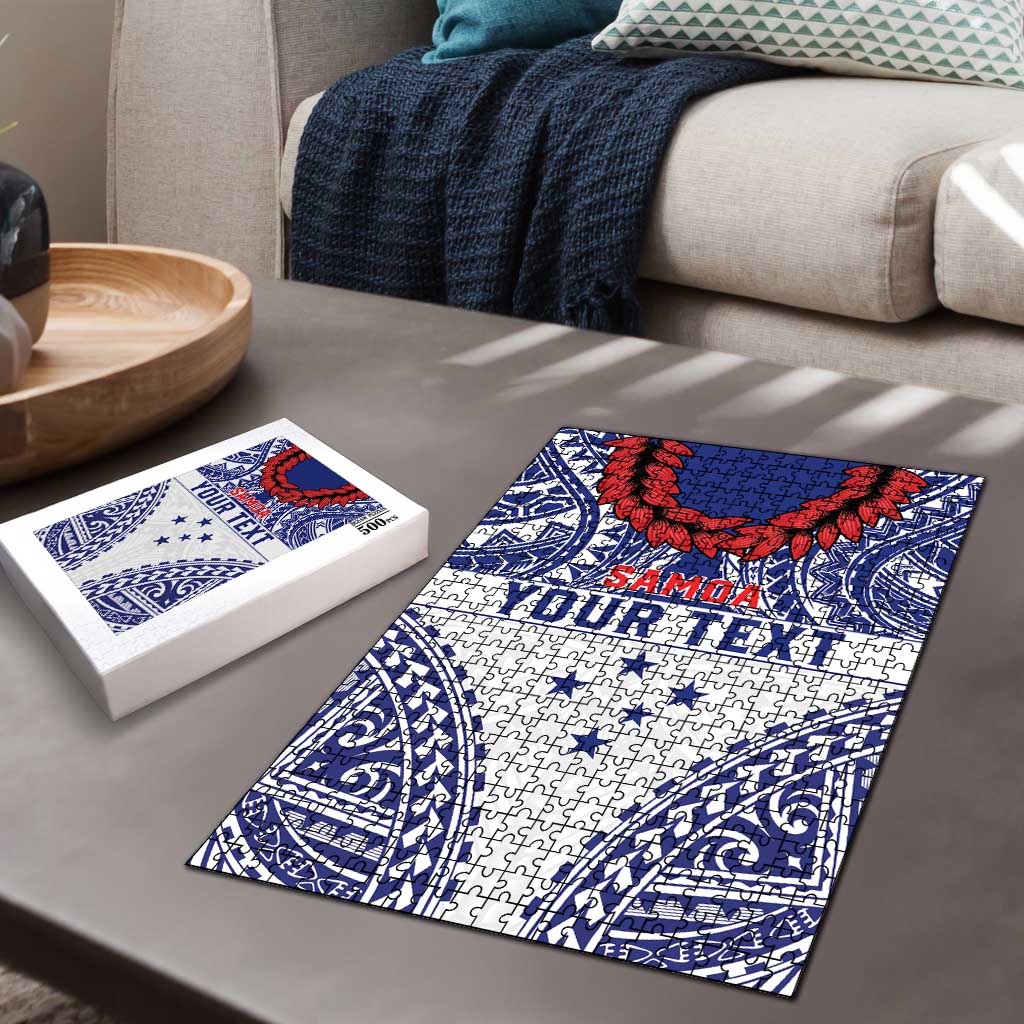 Personalised Toa Samoa Rugby Spirit Puzzle White Samoan Tribal Pattern - Polynesian Pride