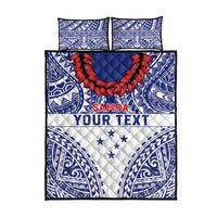Personalised Toa Samoa Rugby Spirit Quilt Bed Set White Samoan Tribal Pattern - Polynesian Pride
