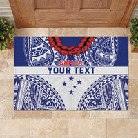 Personalised Toa Samoa Rugby Spirit Rubber Doormat White Samoan Tribal Pattern - Polynesian Pride