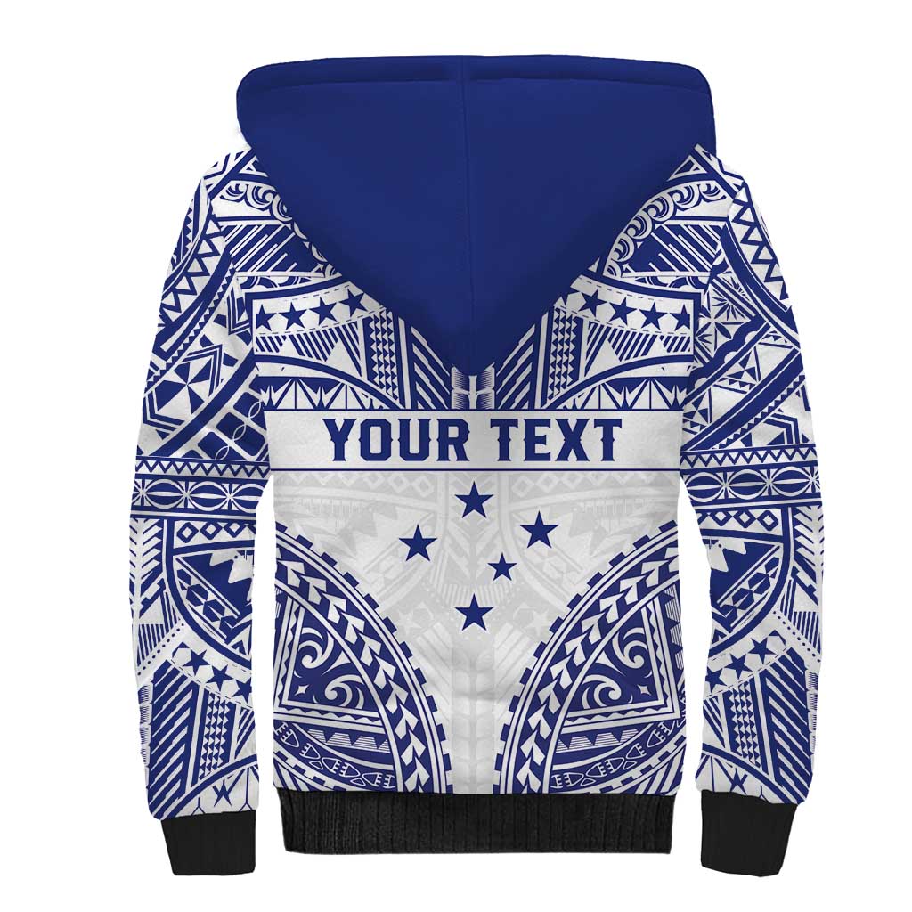 Personalised Toa Samoa Rugby Spirit Sherpa Hoodie White Samoan Tribal Pattern - Polynesian Pride