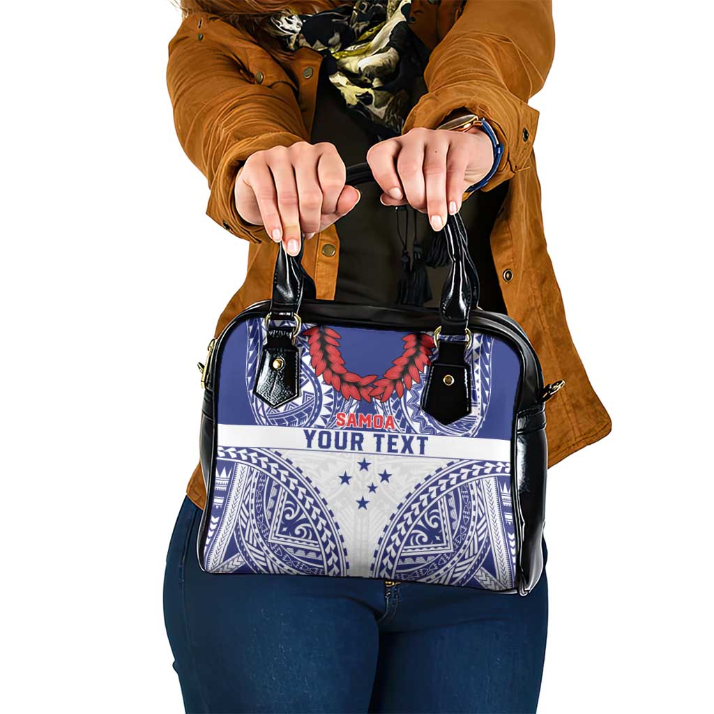 Personalised Toa Samoa Rugby Spirit Shoulder Handbag White Samoan Tribal Pattern - Polynesian Pride