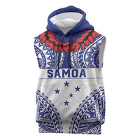 Personalised Toa Samoa Rugby Spirit Sleeveless Hoodie White Samoan Tribal Pattern - Polynesian Pride