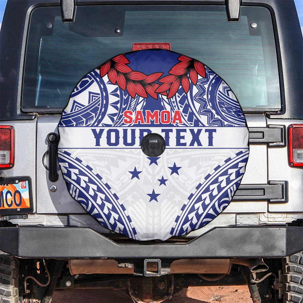 Personalised Toa Samoa Rugby Spirit Spare Tire Cover White Samoan Tribal Pattern - Polynesian Pride