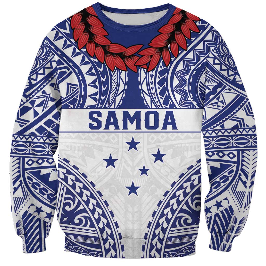 Personalised Toa Samoa Rugby Spirit Sweatshirt White Samoan Tribal Pattern - Polynesian Pride