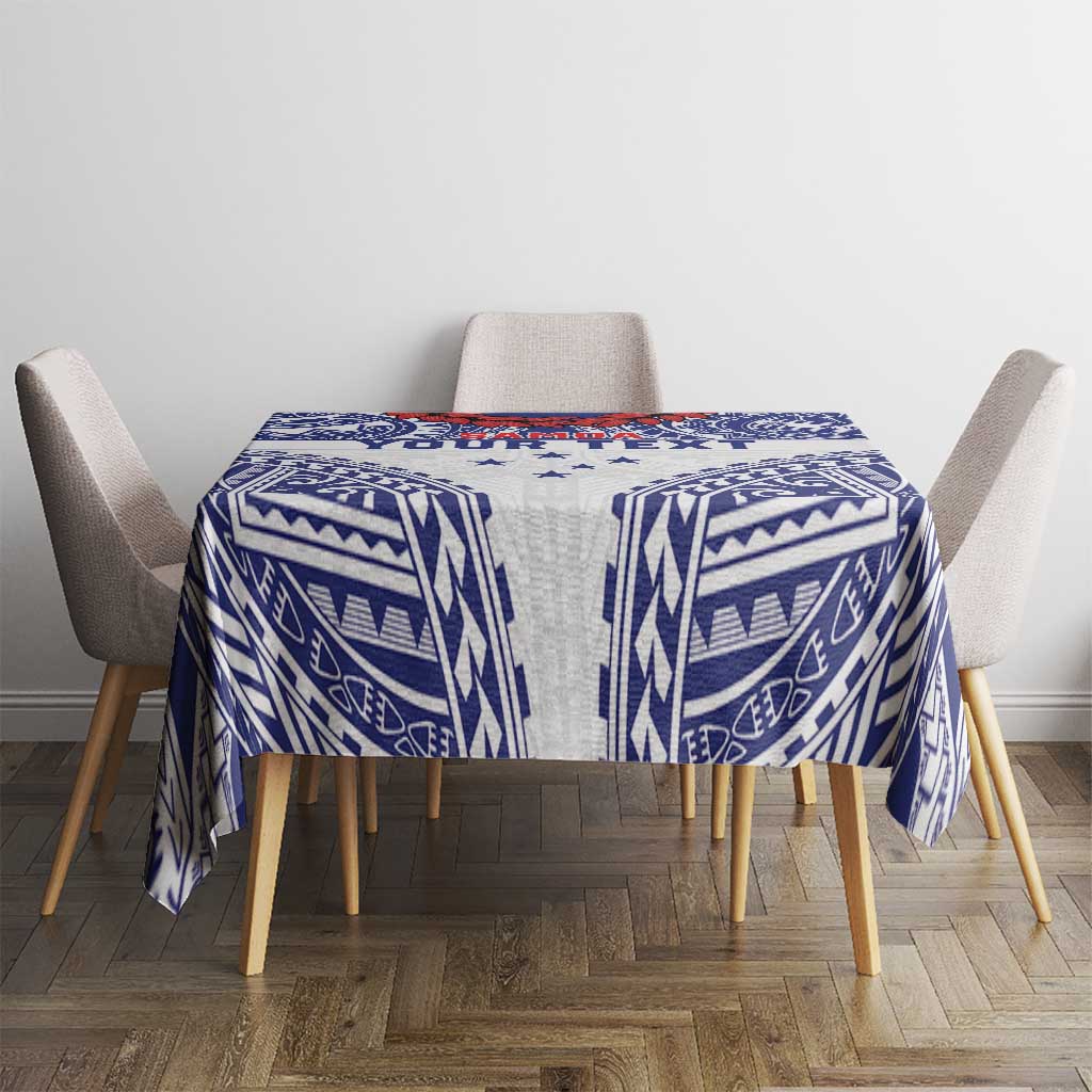 Personalised Toa Samoa Rugby Spirit Tablecloth White Samoan Tribal Pattern LT9 - Polynesian Pride