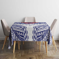 Personalised Toa Samoa Rugby Spirit Tablecloth White Samoan Tribal Pattern LT9 - Polynesian Pride