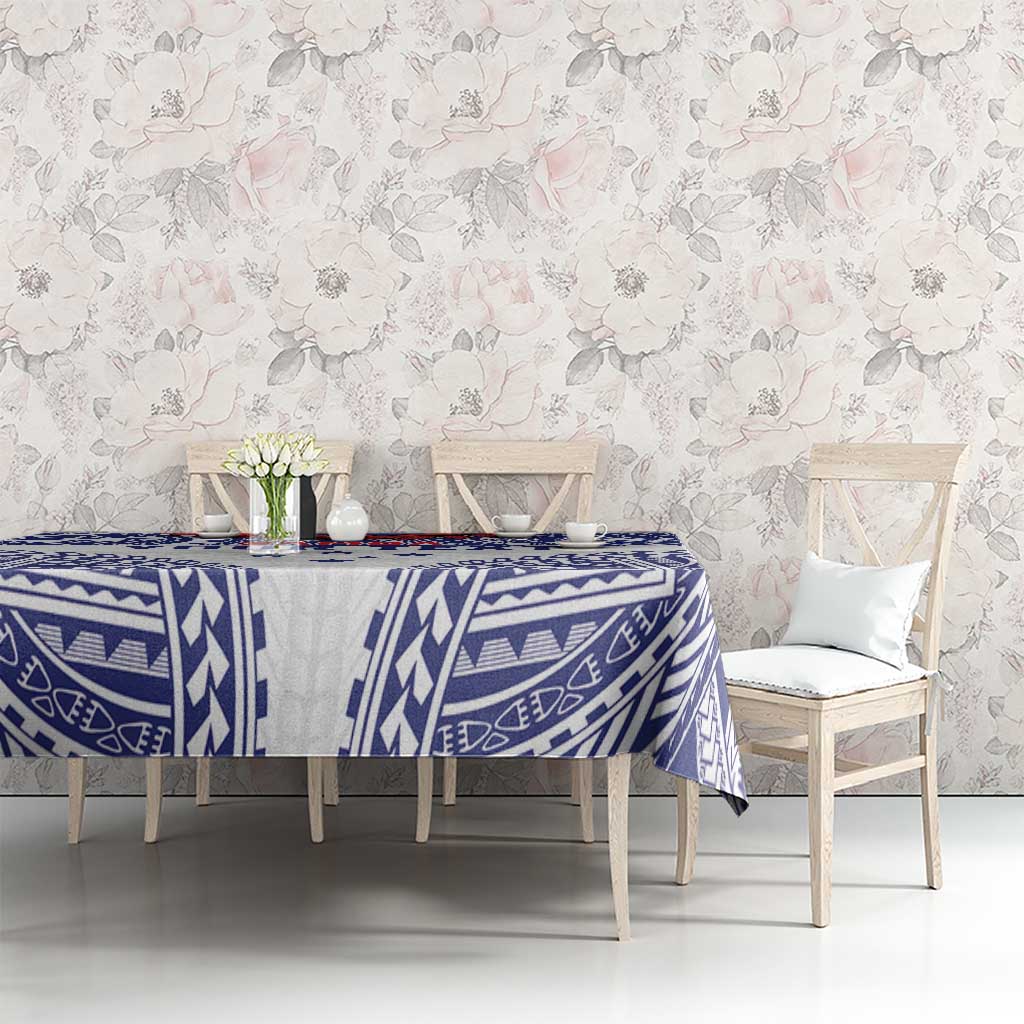 Personalised Toa Samoa Rugby Spirit Tablecloth White Samoan Tribal Pattern LT9 - Polynesian Pride