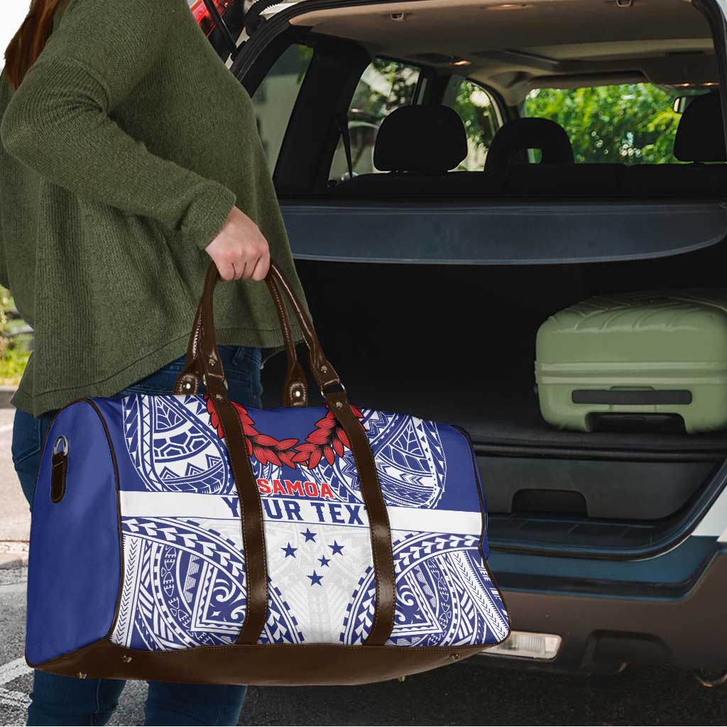 Personalised Toa Samoa Rugby Spirit Travel Bag White Samoan Tribal Pattern - Polynesian Pride