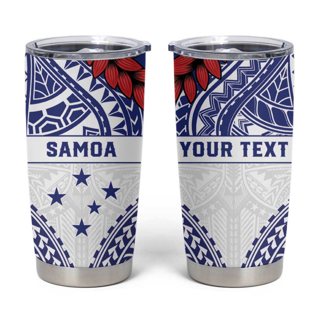 Personalised Toa Samoa Rugby Spirit Tumbler Cup White Samoan Tribal Pattern - Polynesian Pride