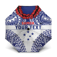 Personalised Toa Samoa Rugby Spirit Umbrella White Samoan Tribal Pattern - Polynesian Pride