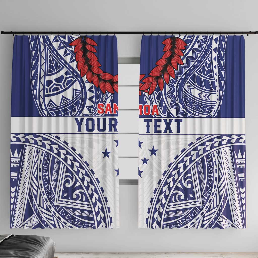 Personalised Toa Samoa Rugby Spirit Window Curtain White Samoan Tribal Pattern LT9 With Hooks White - Polynesian Pride