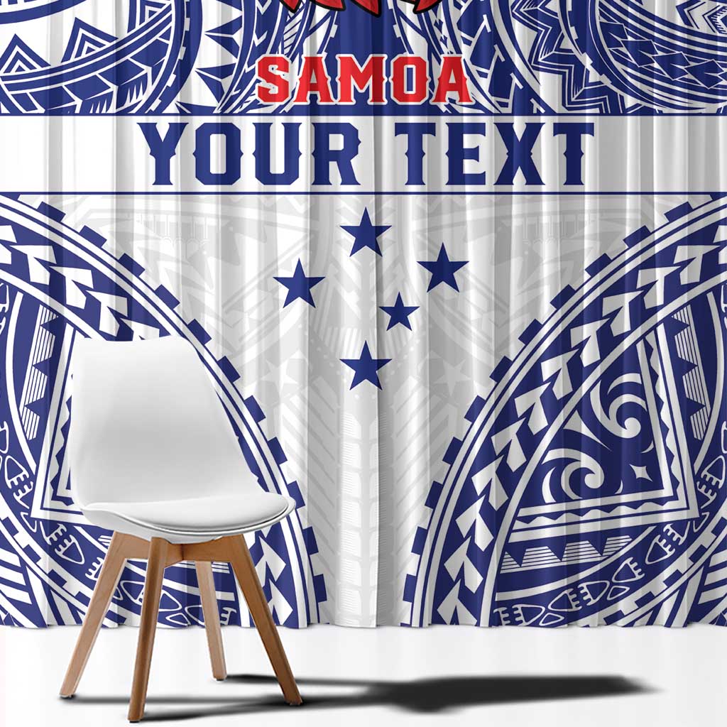Personalised Toa Samoa Rugby Spirit Window Curtain White Samoan Tribal Pattern LT9 - Polynesian Pride