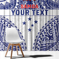 Personalised Toa Samoa Rugby Spirit Window Curtain White Samoan Tribal Pattern LT9 - Polynesian Pride