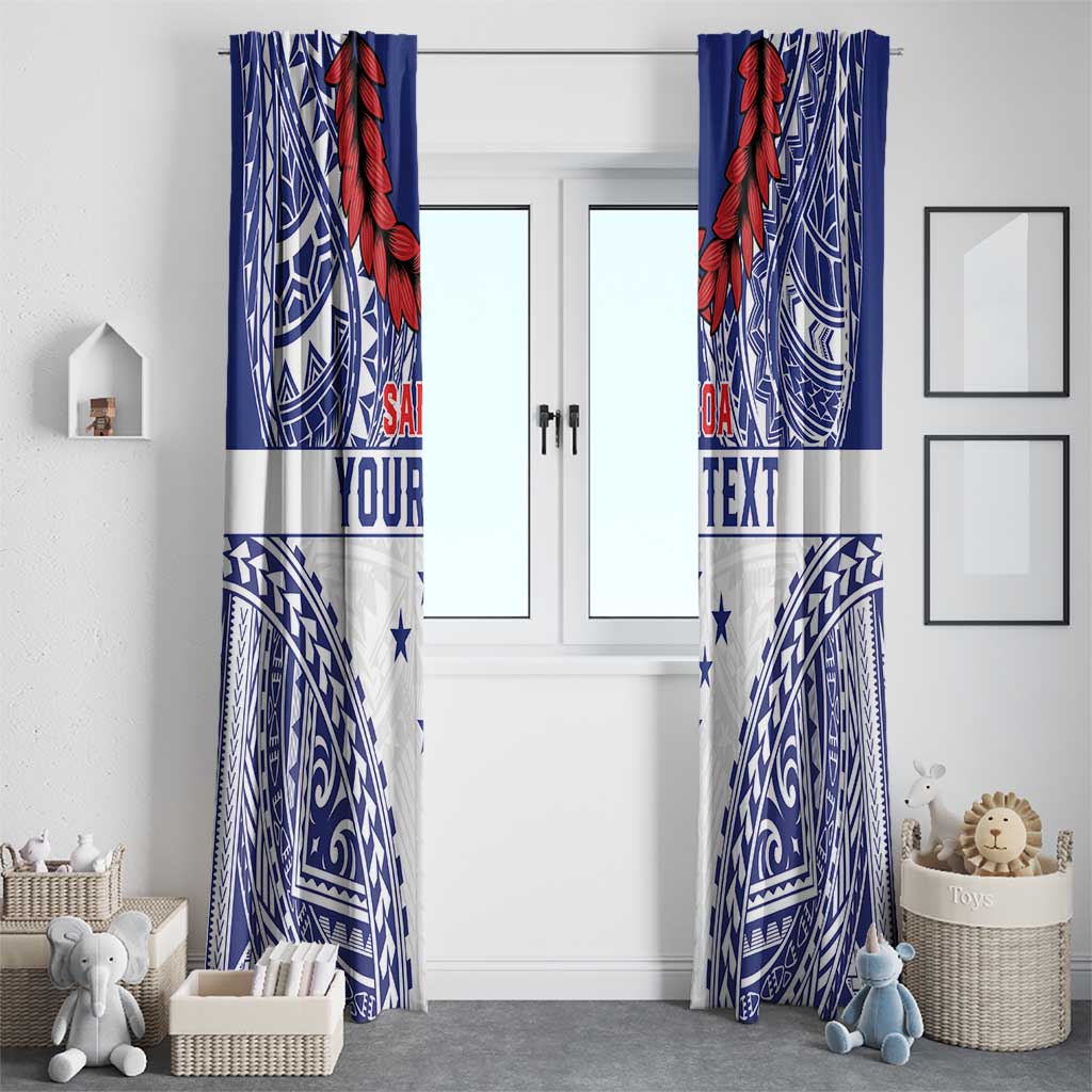 Personalised Toa Samoa Rugby Spirit Window Curtain White Samoan Tribal Pattern LT9 - Polynesian Pride