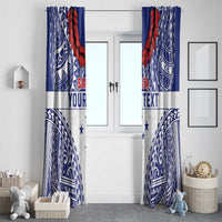 Personalised Toa Samoa Rugby Spirit Window Curtain White Samoan Tribal Pattern LT9 - Polynesian Pride