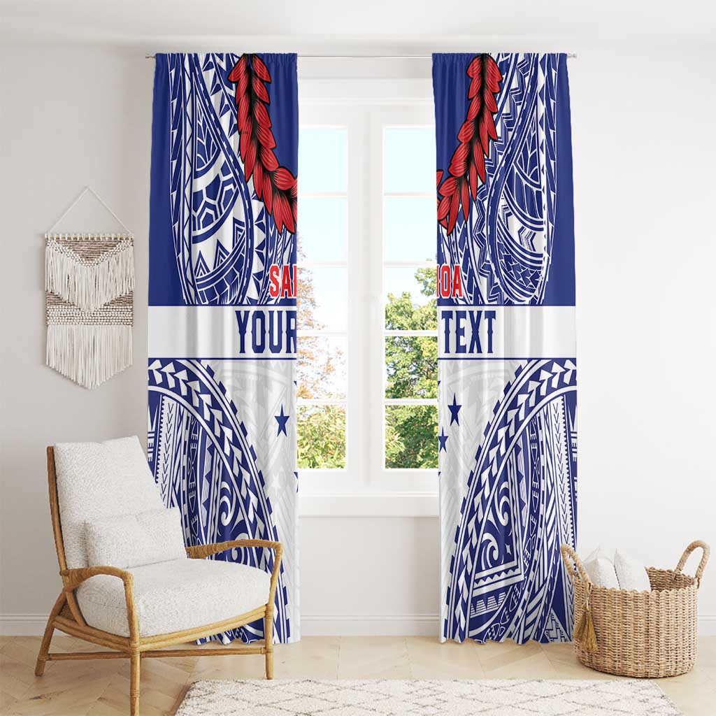 Personalised Toa Samoa Rugby Spirit Window Curtain White Samoan Tribal Pattern LT9 - Polynesian Pride