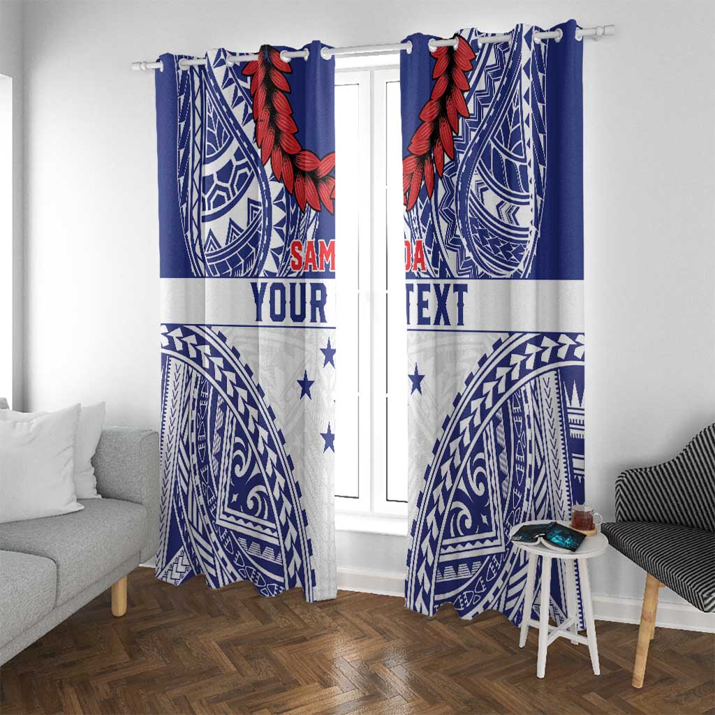 Personalised Toa Samoa Rugby Spirit Window Curtain White Samoan Tribal Pattern LT9 With Grommets White - Polynesian Pride