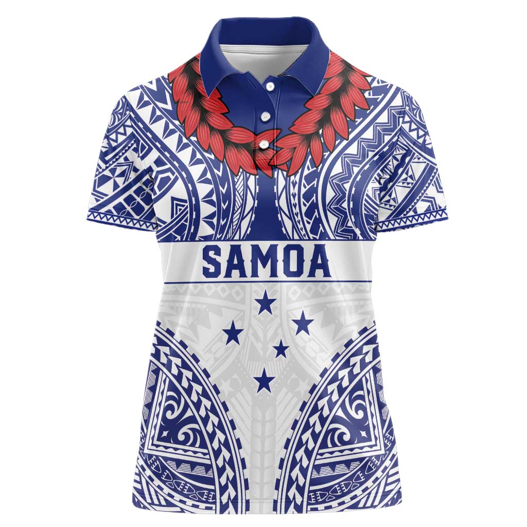 Personalised Toa Samoa Rugby Spirit Women Polo Shirt White Samoan Tribal Pattern - Polynesian Pride