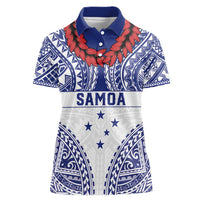 Personalised Toa Samoa Rugby Spirit Women Polo Shirt White Samoan Tribal Pattern - Polynesian Pride