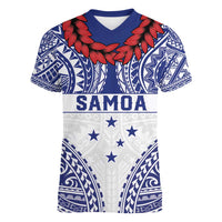 Personalised Toa Samoa Rugby Spirit Women V-Neck T-Shirt White Samoan Tribal Pattern - Polynesian Pride