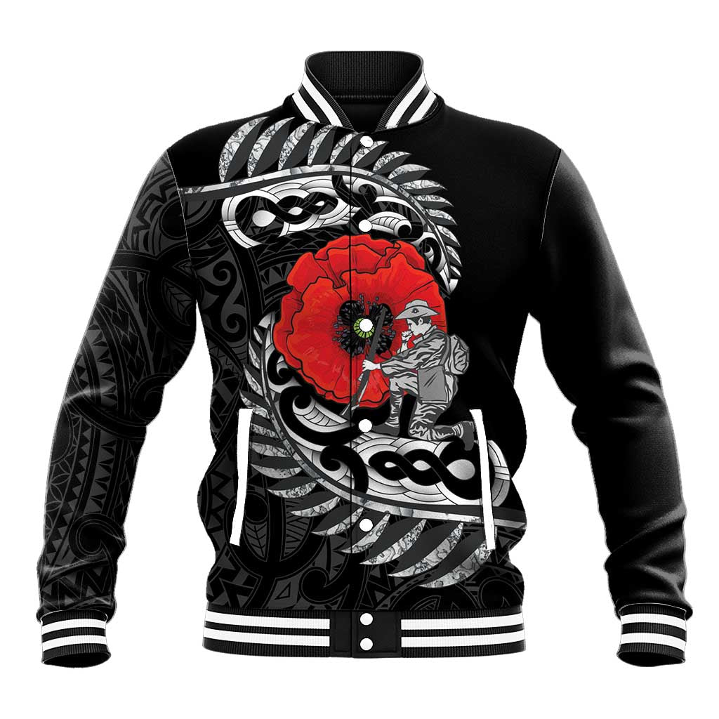 ANZAC Day Aotearoa Silver Fern Maori Personalised Baseball Jacket
