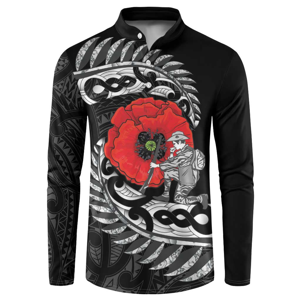 ANZAC Day Aotearoa Silver Fern Maori Personalised Button Sweatshirt