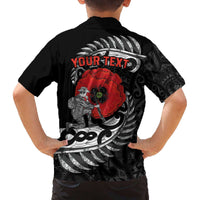 ANZAC Day Aotearoa Silver Fern Maori Personalised Family Matching Off The Shoulder Long Sleeve Dress and Hawaiian Shirt