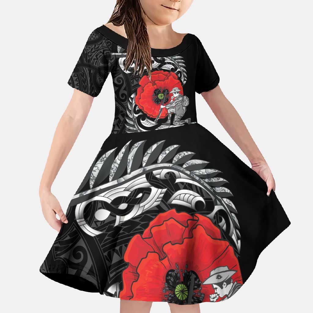 ANZAC Day Aotearoa Silver Fern Maori Personalised Family Matching Short Sleeve Bodycon Dress and Hawaiian Shirt