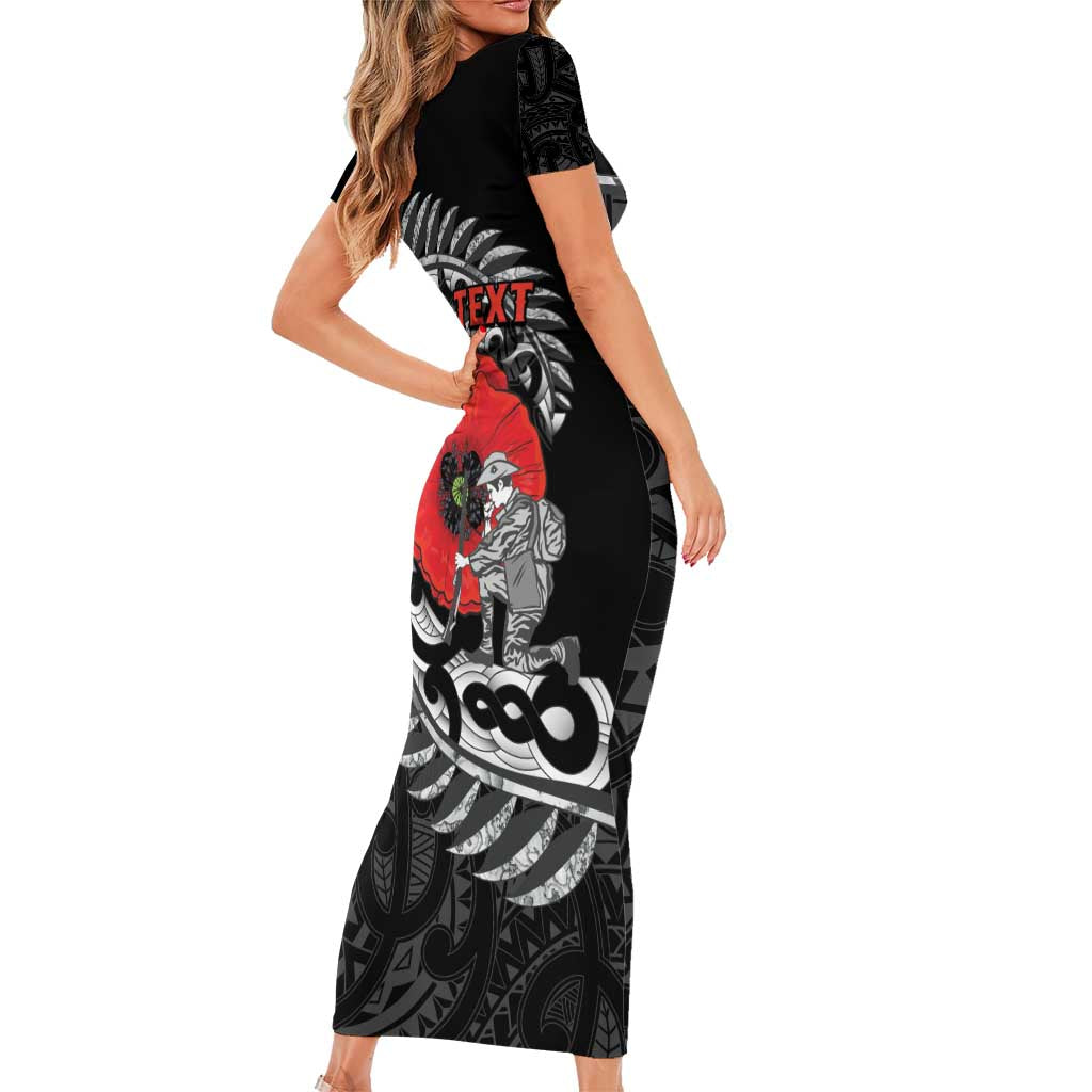 ANZAC Day Aotearoa Silver Fern Maori Personalised Family Matching Short Sleeve Bodycon Dress and Hawaiian Shirt