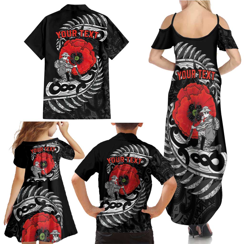 ANZAC Day Aotearoa Silver Fern Maori Personalised Family Matching Summer Maxi Dress and Hawaiian Shirt