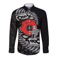 ANZAC Day Aotearoa Silver Fern Maori Personalised Long Sleeve Button Shirt