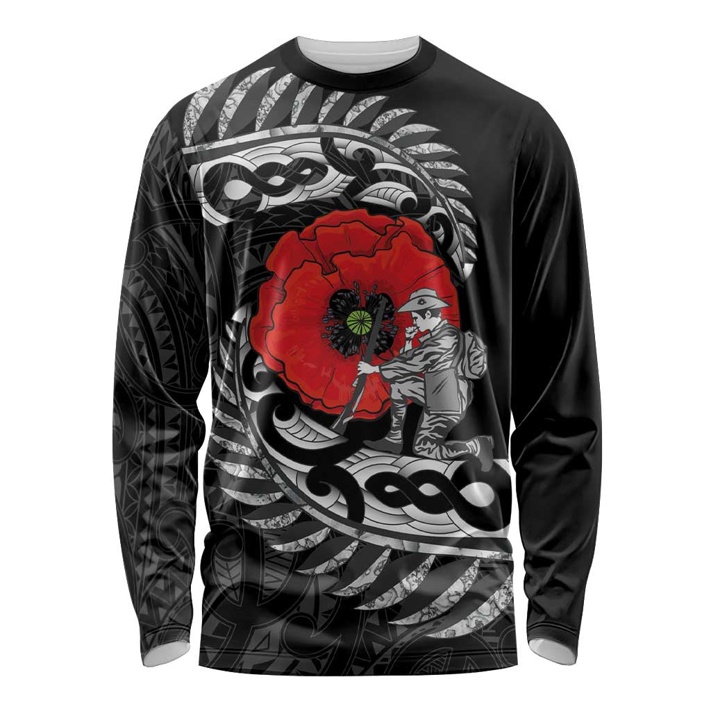 ANZAC Day Aotearoa Silver Fern Maori Personalised Long Sleeve Shirt